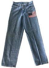 Vintage 90s GUESS Jeans Girls Kids 10Y High Rise USA Flag  Stars Patches