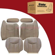 Driver & Passenger Bottom & Top Seat Cover Med Tan For 2003-2006 Chevy Silverado