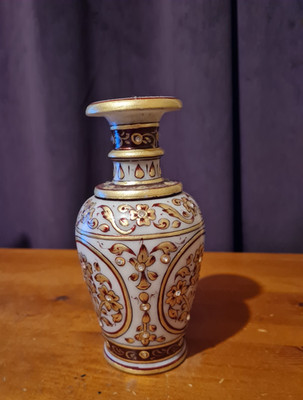 Vintage authentische indische handgefertigte handbemalte Edelstein Marmor Vase Weihrauch