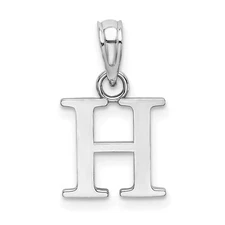 14K White Gold Polished Block Letter H Initial Pendant