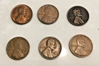 6 Wheat Cents 1934,35,36,37,41,42 all Phila Mint Very Good + Condition