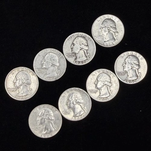 $2.00 FV 90% Silver Washington Quarters (8 Coins) Pre-1965 US Junk Silver