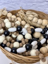 Black White brown Wood Decor Beads Garlands lot of 3