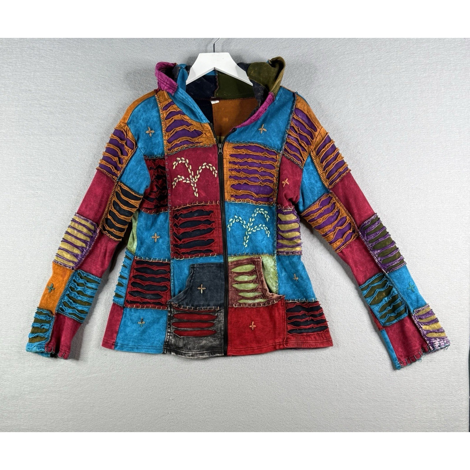 KPC Patchwork Pixie Hoodie Full Zip Jacket Womens… - image 1