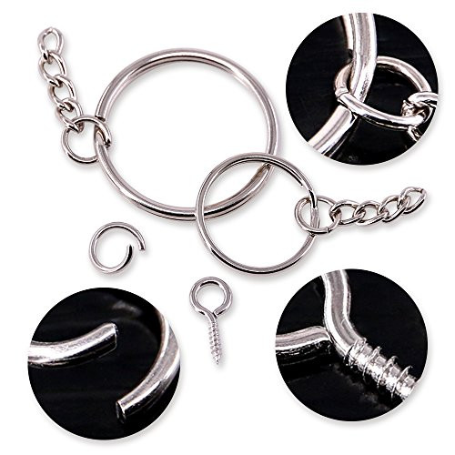 300Pcs Key Chain Rings Kit, 100Pcs Keychain Rings with Chain and 100Pcs ...