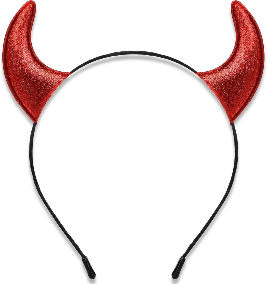 Diadema ajustable con cuernos de diablo rojo brillante - Ideal para fiestas y disfraces Foto 3 de 4