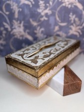 Vintage Italian Florentine Gilt Tissue Box Hand Painted Made in Italy