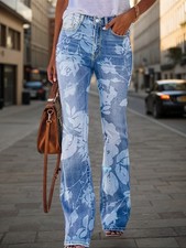 New Women’s AutumnWinter Printed Denim Pants, Women’s Denim Pants, Essential 