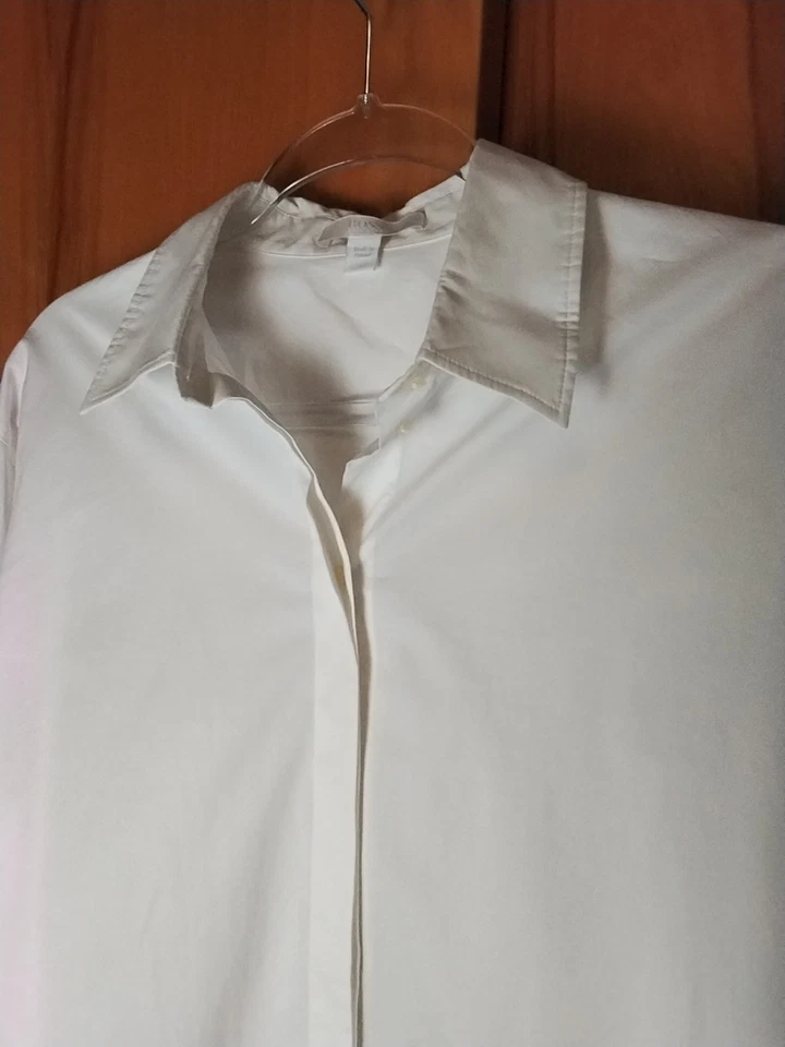 Camisa para mujer Hugo Boss talla 10 blanca con cuello manga larga oculta con botones Foto 4 de 4