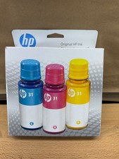 HP 31 Cyan, Magenta, Yellow Ink 3-Pack Bottles Exp. 10/2025