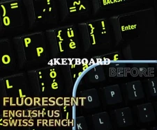 Glowing fluorescent Swiss French keyboard stickers