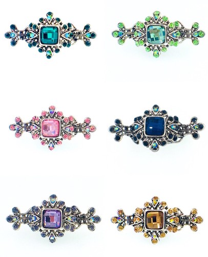 USA Vintage Haarkralle Clip Kiefer Haarnadel Verwendung SWAROVSKI Kristall Elegant Blau 3-2 - Bild 10 von 11
