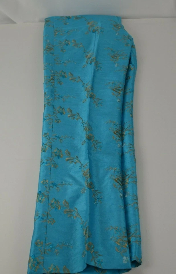 Pantalones Karen Kane Azul Talla 4 Seda Floral Bordado Informal Colorido Pantalones Divertidos Foto 2 de 4