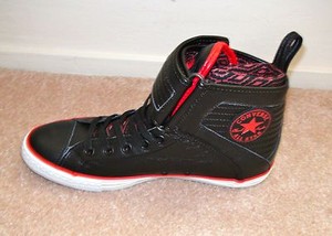 mens red and black converse