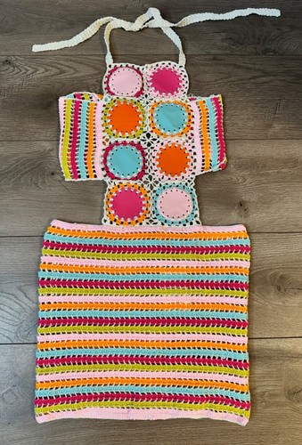 My Beachy Side White Lotus NWT Petit-Four Hand Crochet Mini Dress M - 第 11/13 張圖片