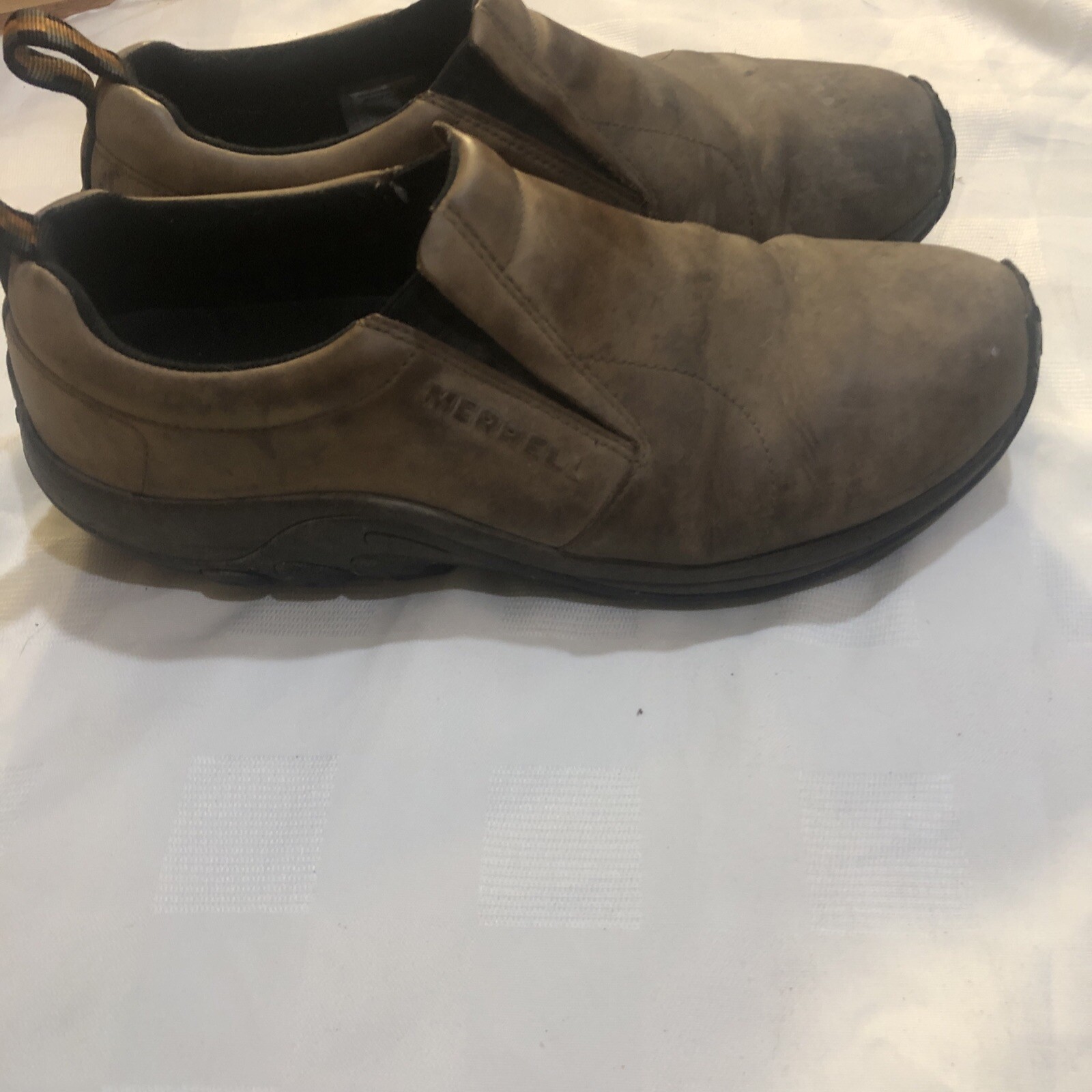 Scarpe da trekking Merrell marroni doppia densità da uomo Jungle Moc taglia 10 con nubock