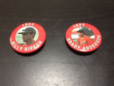 Baltimore Orioles 1990 JKA Star Buttons Brady Anderson Billy Ripken Baseball Pin