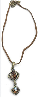 Lia Sophia ''Fossil'' Multi-color Cut Crystal Stones Matte Gold Pendant Necklace