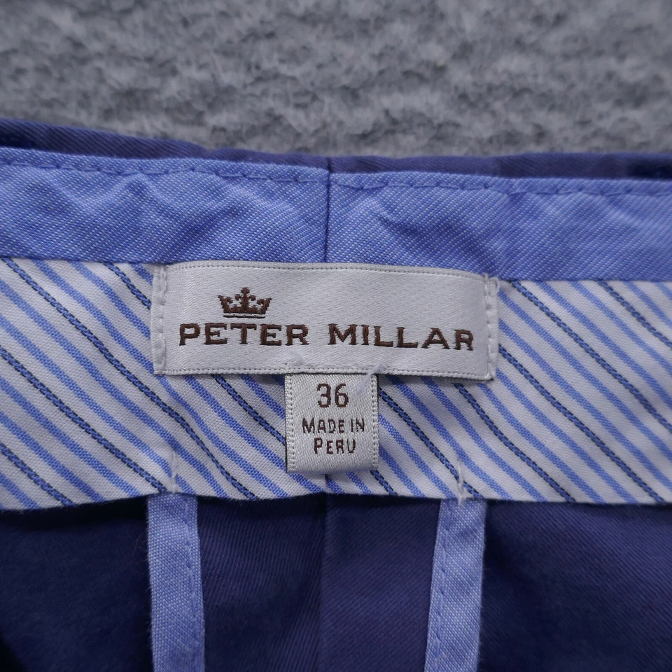 Pantalones chinos Peter Millar para hombre 34x28* azul pierna recta frente plano algodón Pima Foto 3 de 4