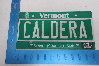 Vermont VT License Plate Tag Vanity 1996 96 Volcano Lava Magma CALDERA #1