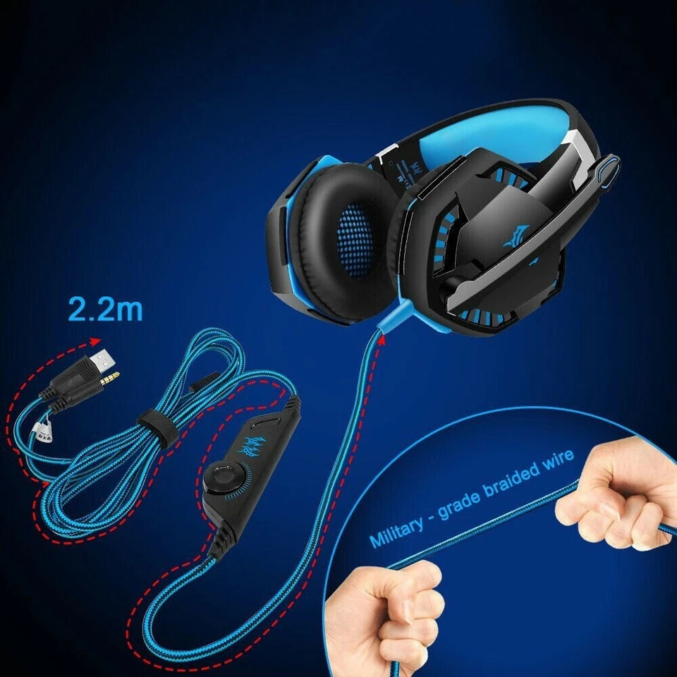 3.5mm Gaming Headset Mic LED Headphones Stereo Bass Surround For PC PS4 Xbox ONE - Image 4 of 4