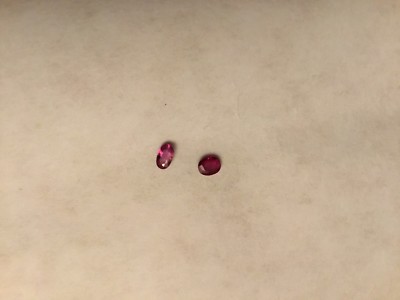 Oval Vivid Red Rubies, Natural Loose , RARE,, pk/2, total carat weight=0.58 ct