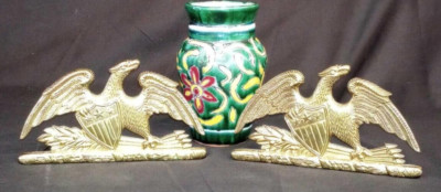 VINTAGE 1952 Virginia Metalcrafters SPREAD EAGLE Brass PAIR Bookends Midcentury!