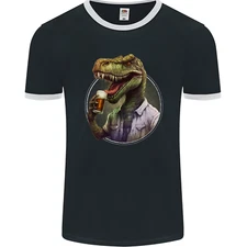 BeerRex Funny Beer T-Rex Dinosaur Alcohol Mens Ringer T-Shirt FotL