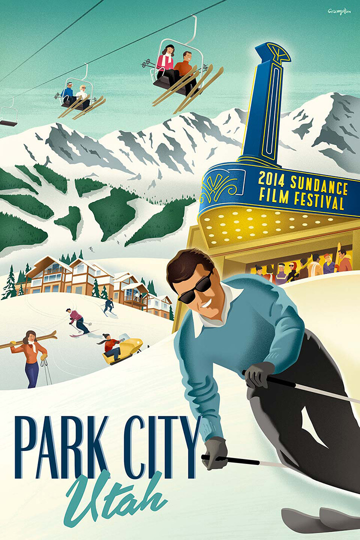 Park City, Utah Sundance Film Festival Vintage Travel Ski Poster