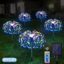 4PCS Solar Lights Outdoor Garden LED Solar Powered Firework Light Lamp DIY Hot~