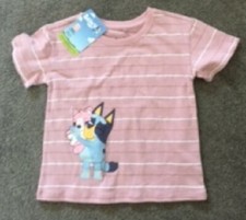 Bluey - T Shirt - size 5, pink with stripes, new, with label