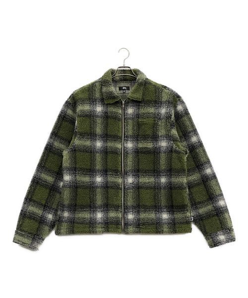 STUSSY Plaid Sherpa Shirt BLACK XL