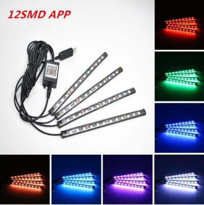 48/72LED RGB LED Lights Car Interior Floor Decorative Atmosphere Strip Lamp