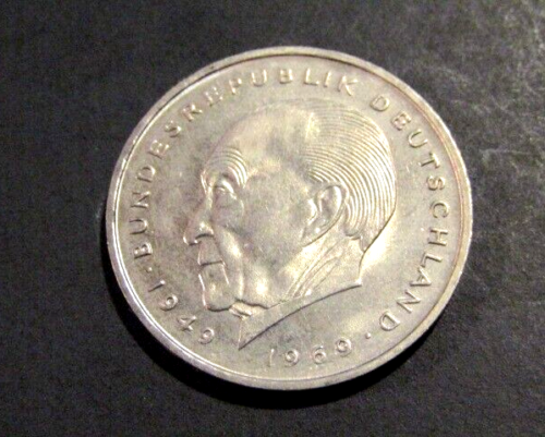 Germany 1973-G 2 Marks unc Coin Konrad Adenauer 1949-1969