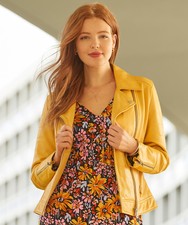 Joe Browns Women's Asymmetric Zip Detail Cropped Leather Jacket