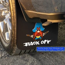Yosemite Sam Back Off Easy Fit Mud Splash Guard Flap 11"x19" Set of 2 Universal