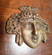 P.E. Guerin NY Furniture Applique Greek God Mask Face Dionysus Antique Bronze