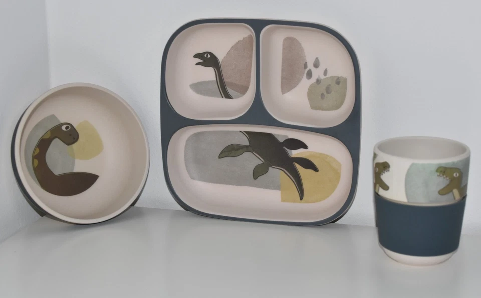 Sebra Geschirr-Set Dino 3-teilig Bambus Melamin - Bild 2 von 4