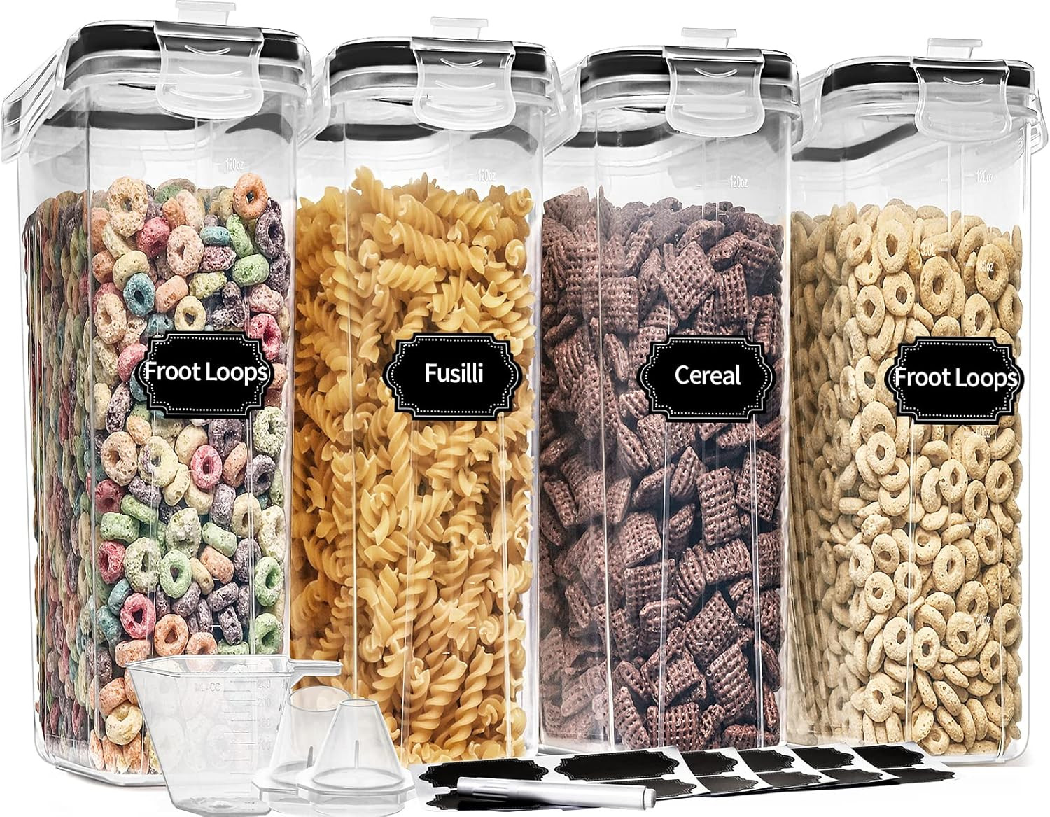 Cereal Containers Storage Set (4L,135.2 Oz), 4PCS Airtight Food Storage Containe