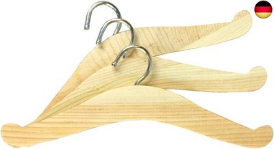Heless 304 - Puppenkleiderbügel, 3 Stück, aus Holz, Zubehör für den Pup