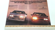 1986 Dodge Daytona Turbo - Chrysler Laser Turbo -race Cars  Original 2 Page Ad