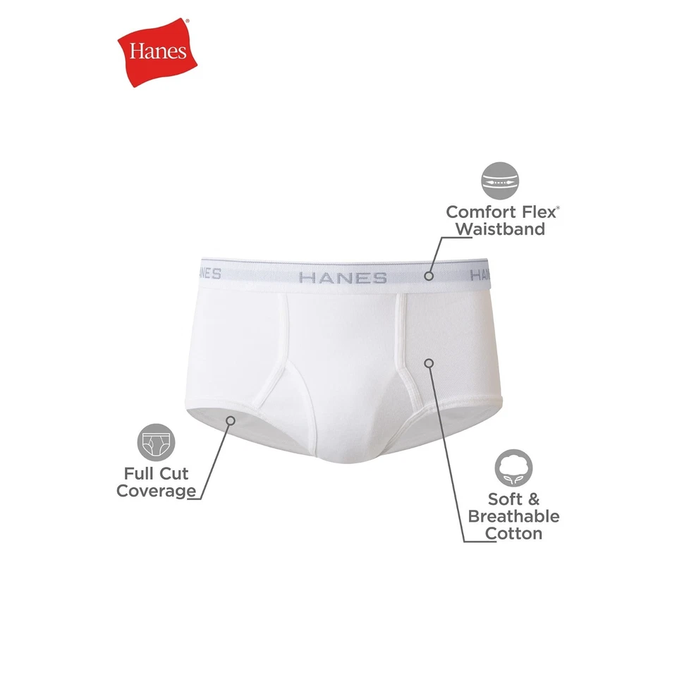 Hanes Men Brief 10-Pack Comfort Flex Waistband White FreshIQComfortSoft sz S-2XL - Image 4 of 4
