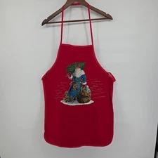 Christmas Apron Cottage Festive Holiday Winter Nostalgic Farmhouse Red Kitchen