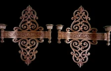 Vintage Syroco Ornate Gold Wall Hanging Double Candle Holders Sconces Set Of 2