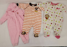 Carter's Child of Mine Infant Sleepers Baby Size 0-3 Months Lot of 3 Girls