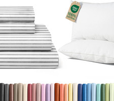 King Size 4-Piece Sheet Set 2 King Cotton Bed Pillows