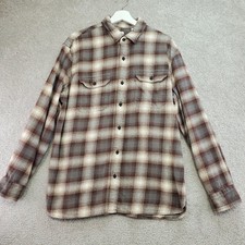Levi's Relaxed Fit Plaid Flannel Shirt Men's Size L Brown White Grey Button Up