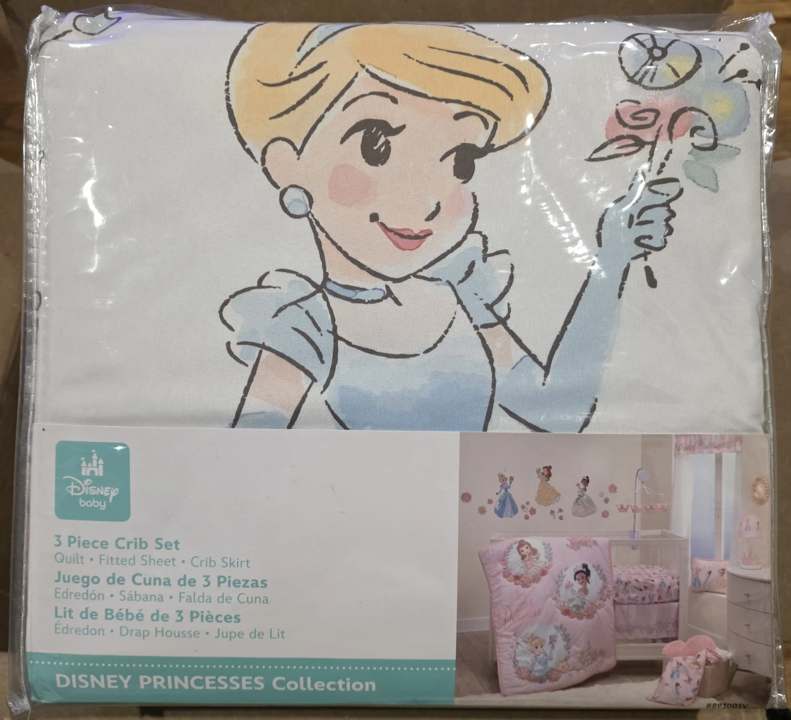 Lambs & Ivy Disney Princesses 3-Piece Nursery Baby Crib Bedding Set - Pink