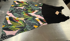 Moyabo Women Summer Dress Sleeveless Casual Spaghetti Strap Tropical Leaf L