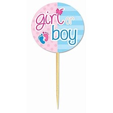 Gender Reveal Pink Blue Cute Baby Shower Party Supplies Decoration Food Picks